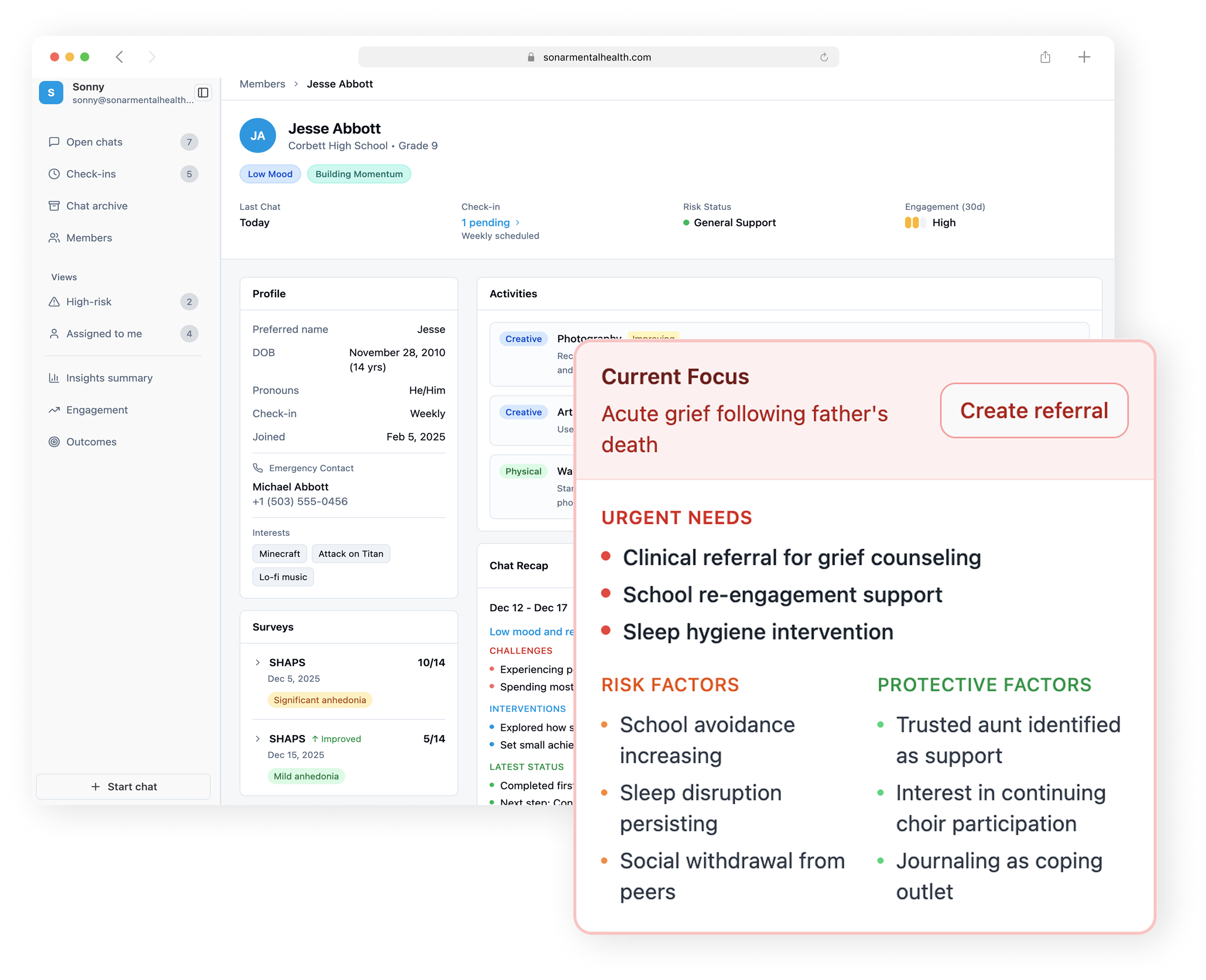 Care coordination and referral interface